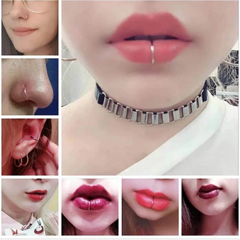 

Fake Nose Ring Lip Ring C Clip Kylie Lip Piercing Burun Nose Rings Hoop Women Neuspiercing Body Jewelry Earrings Gold