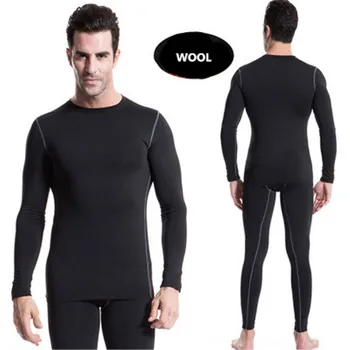 

New 2018 Wool Running Shirt Men Breathable Sport TShirt Warm Long Sleeve Compression Top Tee Gym Clothing Fitness Gym Wear Black