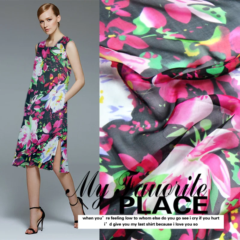 Leo& Lin цветок сезон: весна–лето Красота шелк шифоновое платье рубашка ткани Баотоу(1 м