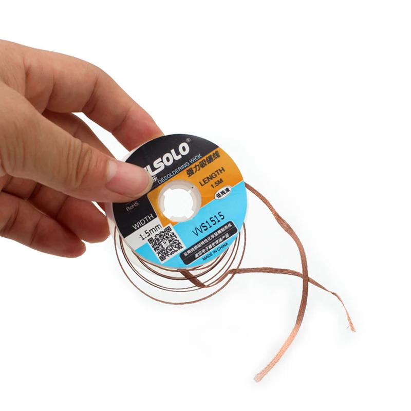 

1.5m/5ft Width 1.5/2/2.5/3/3.5mm Solder Wick Remover Desoldering Braid Solder Remover Sucker Flux Wick Cable Wire 2018 Hot