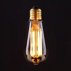 Затемнения, LED Старинные Длинные Лампы Накаливания, ST64 Эдисон Стиль, 4 Вт 6 Вт, Солнечный Желтый (2200 К), 110 В/220 В AC, E26, E27 Базы