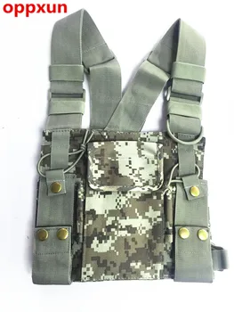 

OPPXUN for Walkie Talkie baofeng UV5R BF888S Chest Pocket Black Backpack for Radio Comunicador For Double Radios