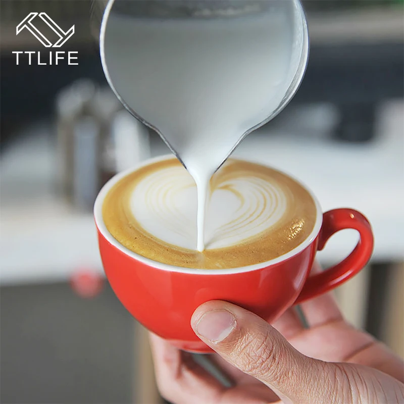TTLIFE الفولاذ المقاوم للصدأ الحليب مزبد إبريق إسبرسو القهوة إبريق الحليب كوب باريستا كرافت القهوة اتيه إبريق Coffeeware 0.2L-1.5