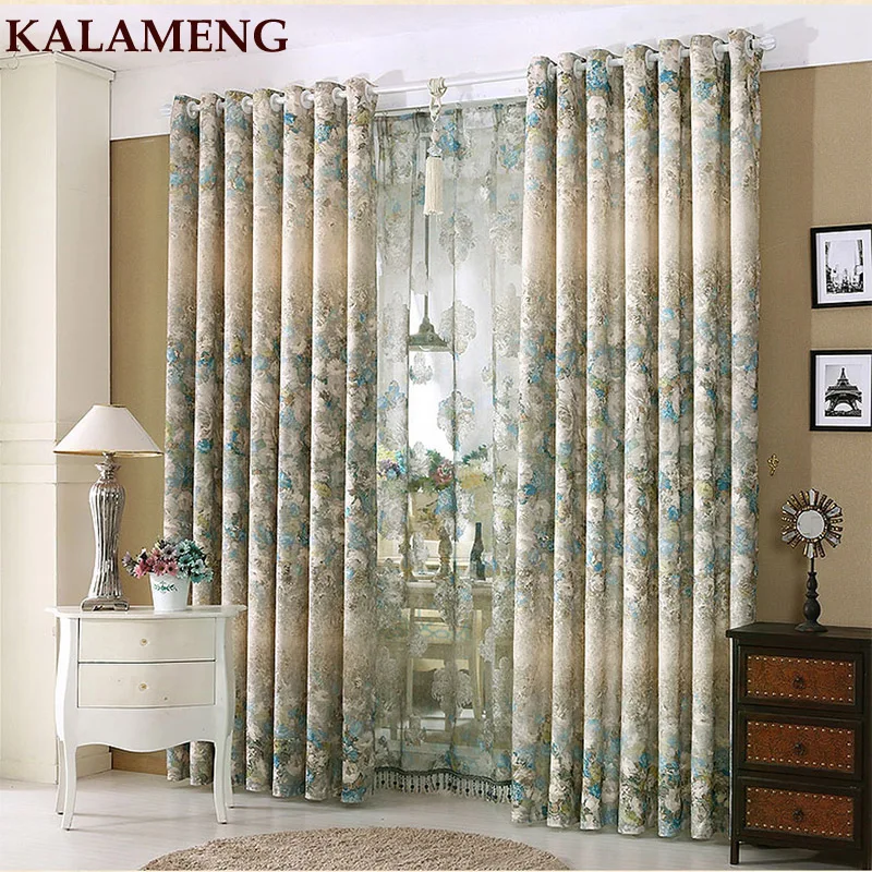 Pastoral Jacquard Curtains American Style Blackout Curtains For Living Room Flower Sheer Curtain