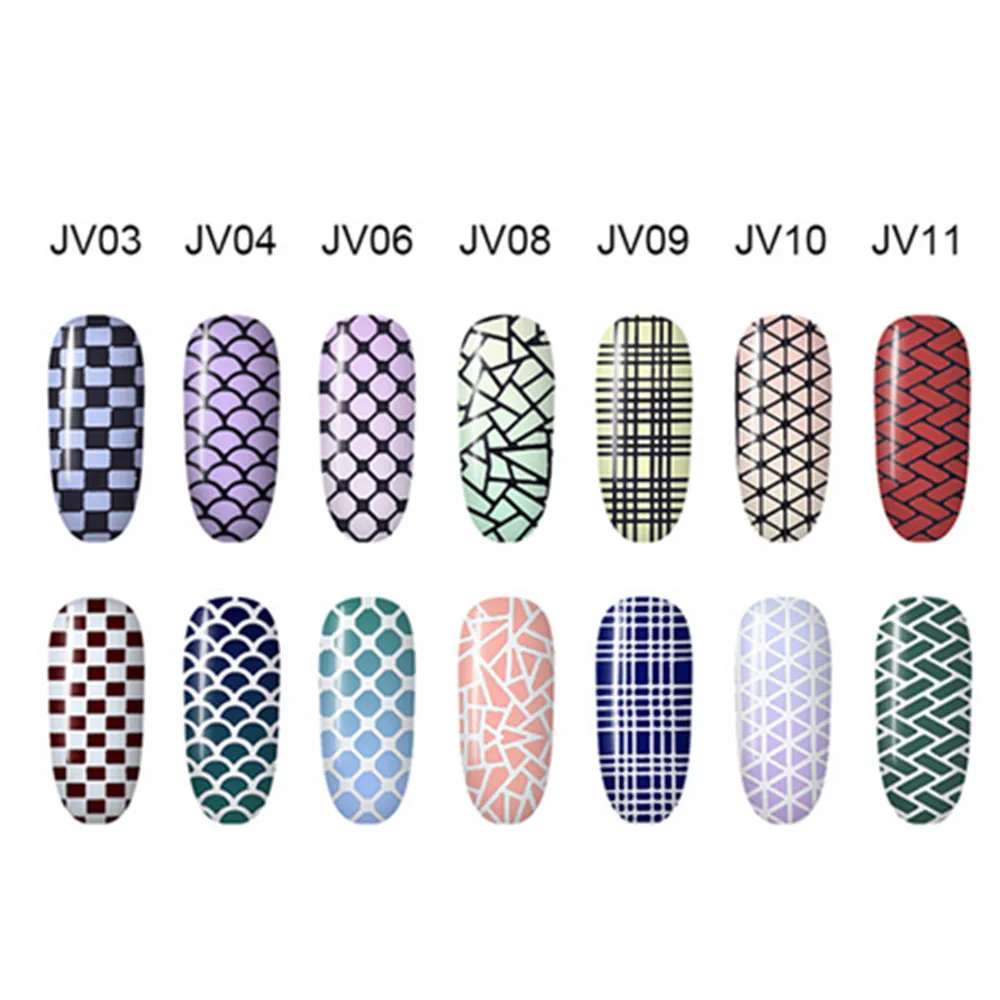 

Fish Scale Nail Vinyls Adhesive Ultra-thin Plaid Net Line Hollow 3D Nail Stencil Sticker for Manicure Nail Art Decoration