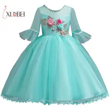 Фатиновое платье принцессы для девочек в цветочек платья цветочный аппликатор Нарядные платья для девочек платье для первого причастия детские платья для выпускного вечера