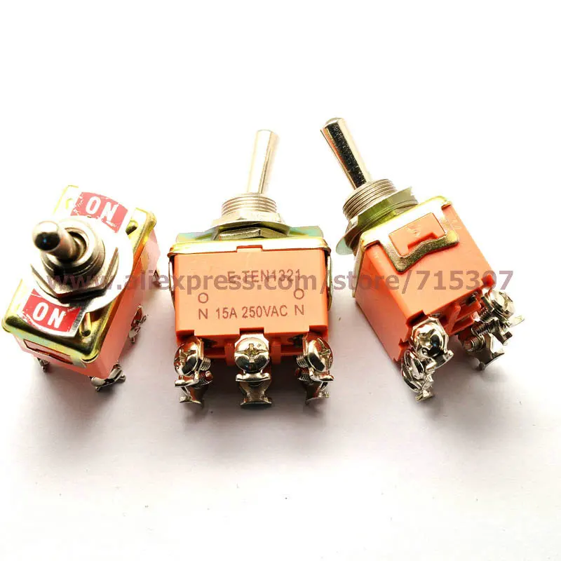 PHISCALE 5pcs toggle switches Toggle Rocker Switches on-on E-TEN1321 with the panel 6pin 15A 250V | Обустройство дома