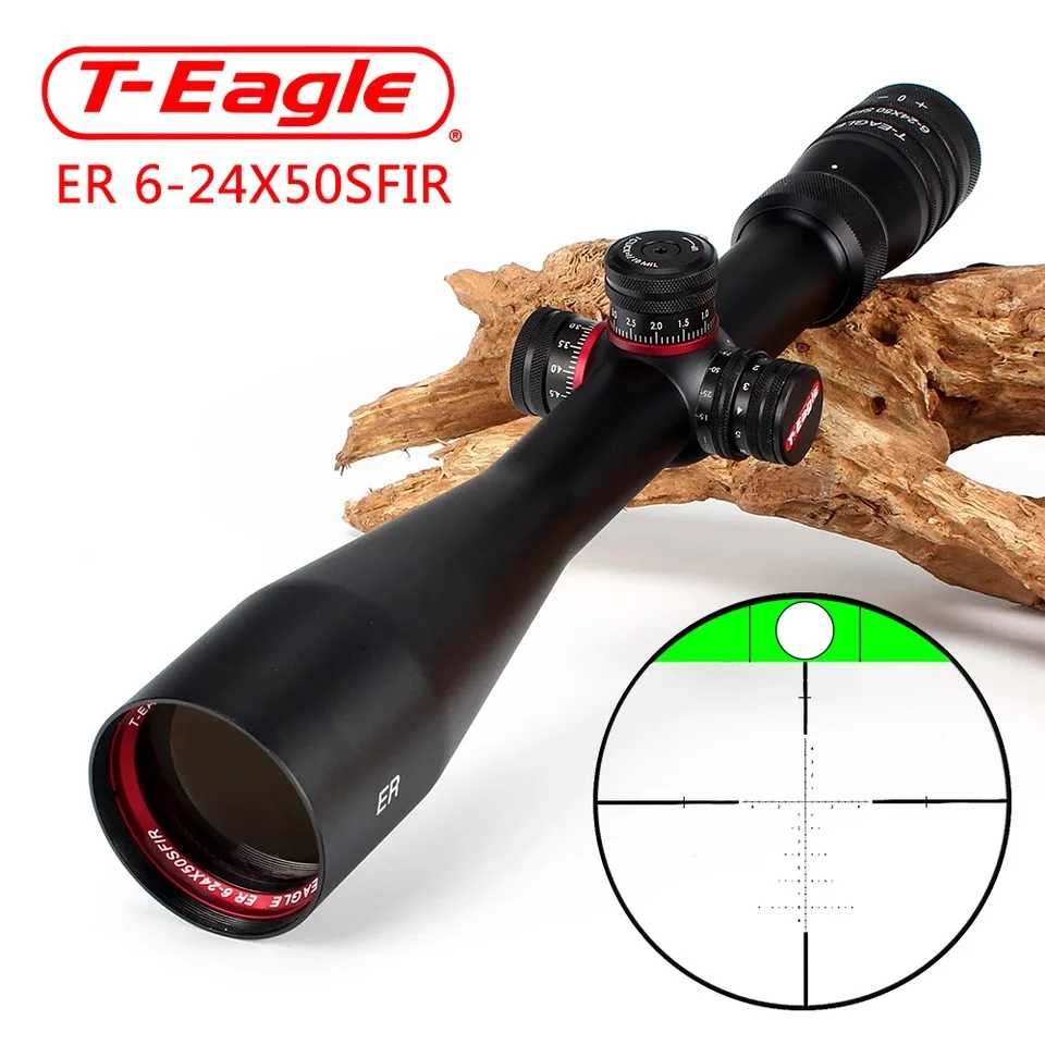 T-Eagle ER 6-24X50 SFIR охотничий прицел боковой Параллакс стекло гравированное сетка башенки замок сброс Встроенный уровень бубб прицел