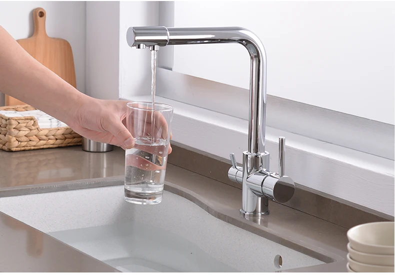 Kitchen Filtered Faucet Water with Dot Brass Purifier Faucet Dual Sprayer Drinking Water Tap Vessel Sink Mixer Tap Torneira