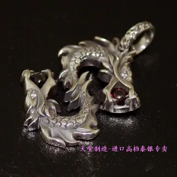 

Double slider longtai silver pendants