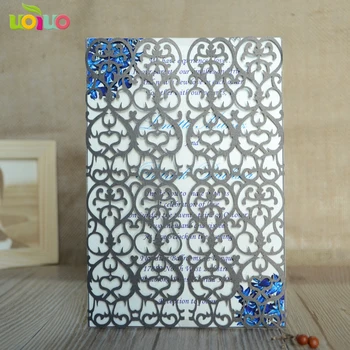 

10pcs silver grey laser cut wedding invitation card hot sell wedding favor invitations wholesale with envelop