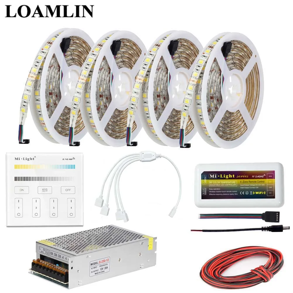

5M 10M 15M 20M Led Strip 5050SMD Color Temperature,Milight B2 Touch Panel Led Controller Power Adapter Supply Kit