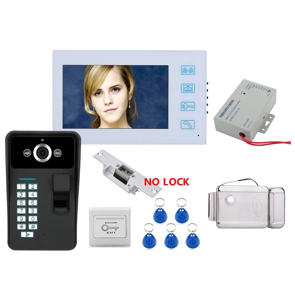 Домашняя безопасность 7 &quotTFT Распознавание отпечатков пальцев RFID пароль видео