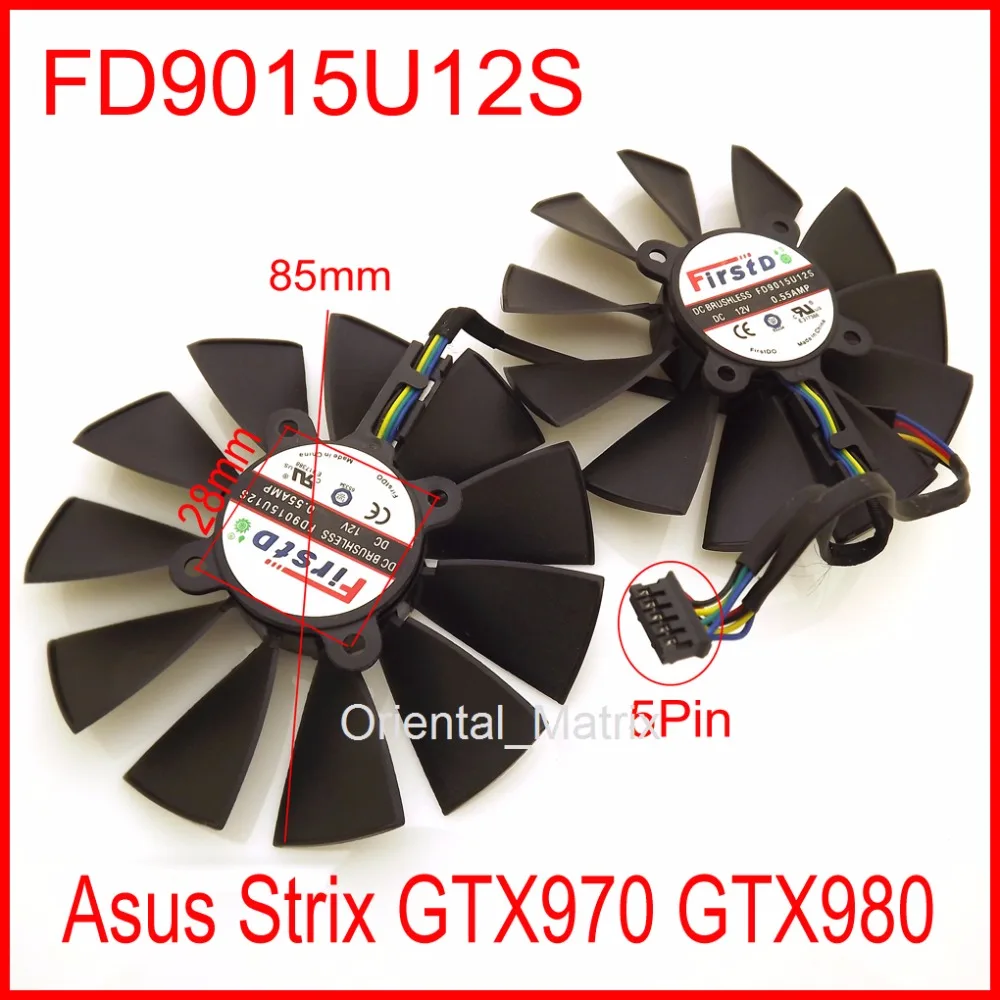 2 шт./лот FD9015U12S 85 мм 28x28x28x28 12 В 0.55A с 5 контактами для Asus Strix GTX970 GTX980 кулер
