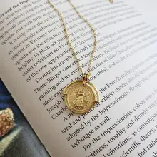 WTLTC narin altın renk roma Disk Chokers kolye 925 ayar gümüş kolye Femme madalyon sikke gerdanlık gündelik takı