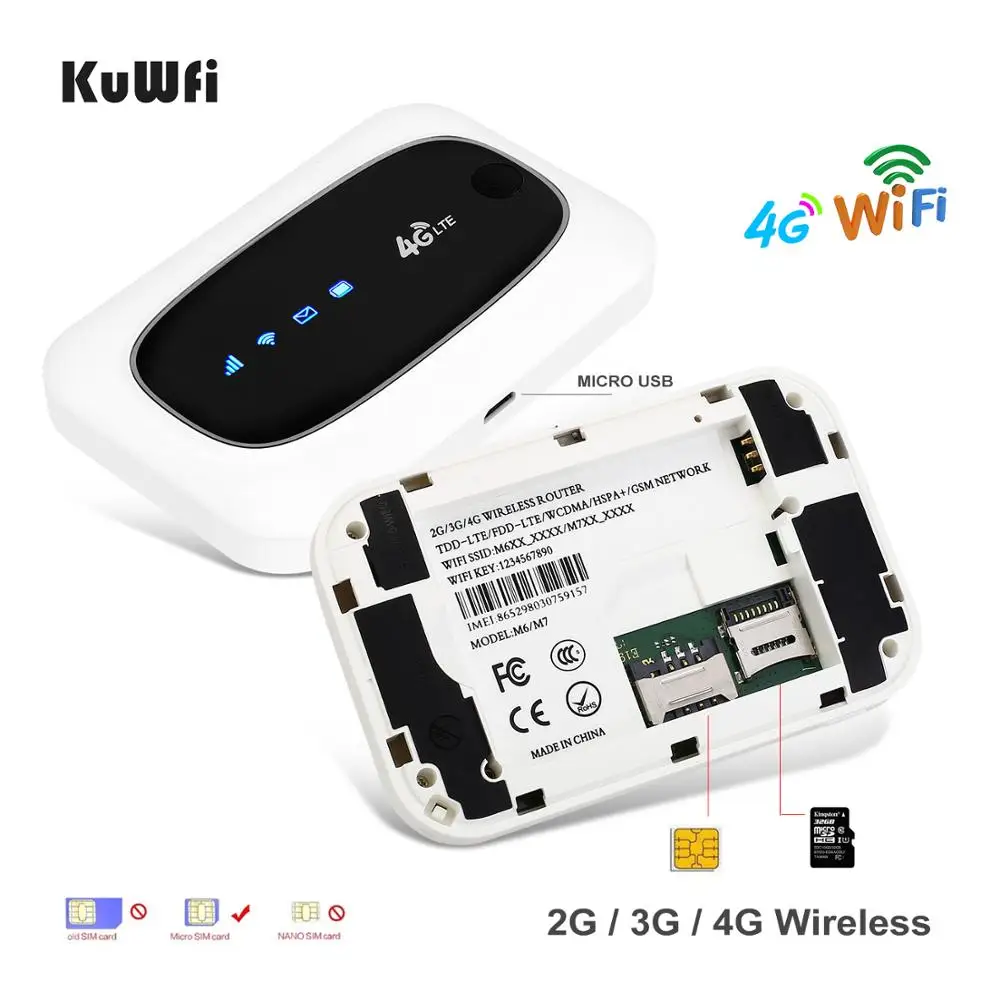 KuWFi 4G Wi Fi маршрутизатор FDD/аппарат который не привязан к оператору сотовой связи