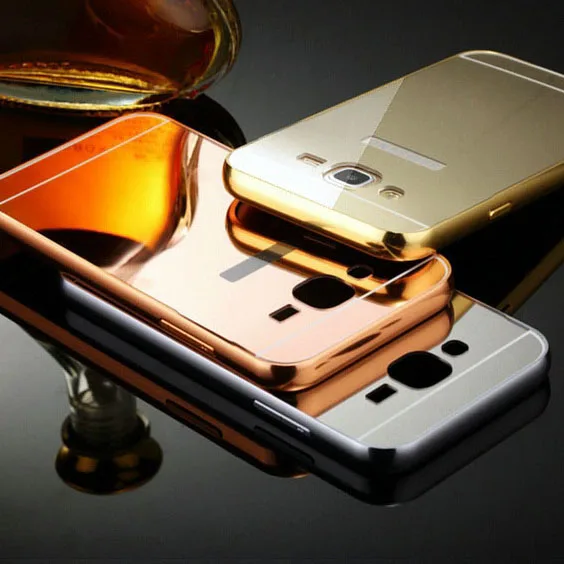 Mirror Aluminum Case For Samsung Galaxy J5 J500 J500F & J7 J700 J700F Luxury Metal Frame Ultra Slim Acrylic Phone Back Cover