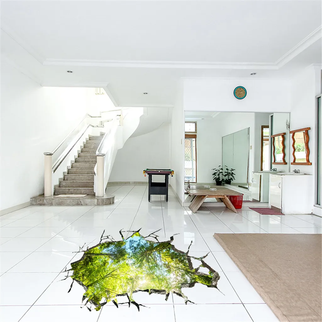 Домашний Современный 3D разбитая стена природа настенный стикер с пейзажем пол потолок стены съемный стикер декоративные наклейки стикер H0509