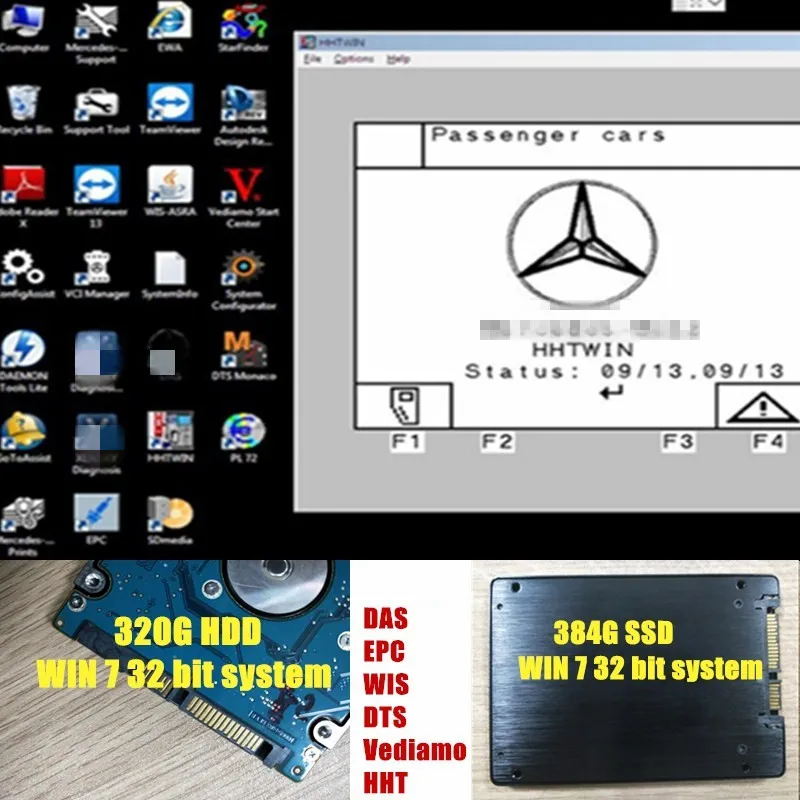 

WIN 7 32 bit system hard disk with the latest SD connector C4 software supports HHT as automotive diagnostic tool MB STAR C4/c5
