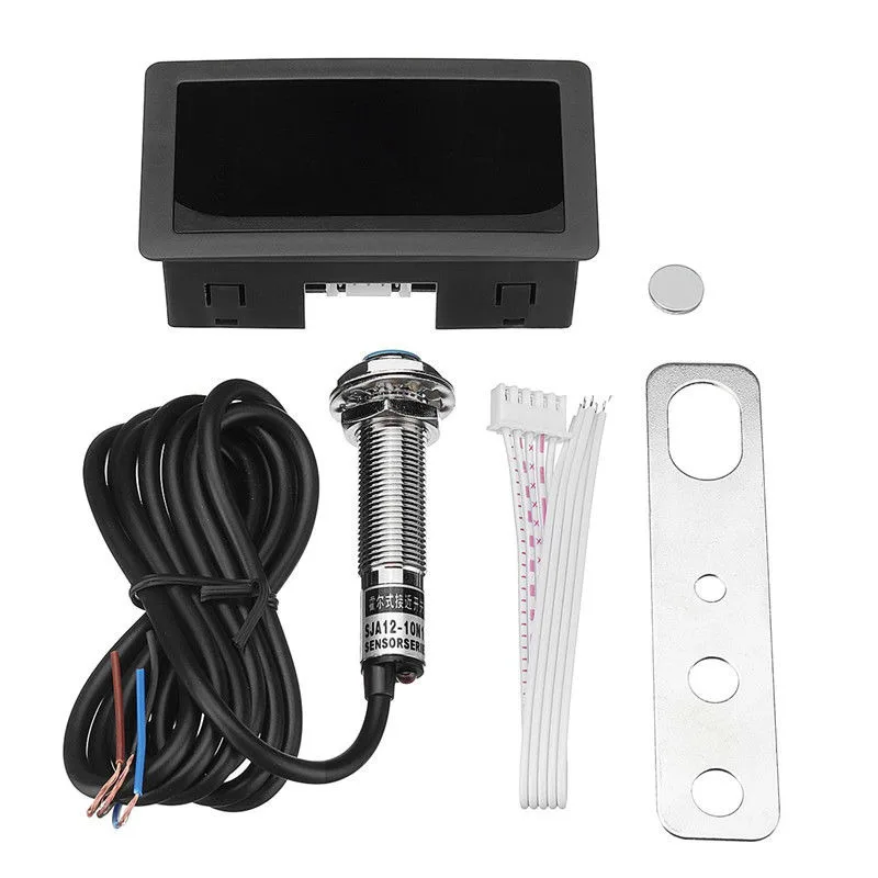 

4 Digital Red LED Tachometer RPM Speed Meter Gauge + Hall Proximity Switch Sensor For Motorcycle Ayto Marine Bike 10-9999rpm