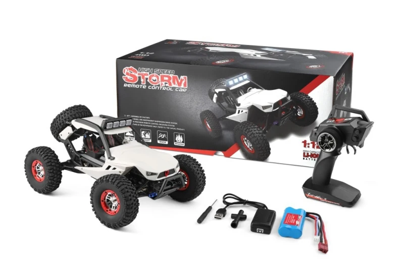 New Kids Electric Remote Control Car Toy 1:12 2.4G 15 Mins 150M 40KM/H 4WD Vehicle High Speed RC Climbing Car With LED Lighting