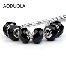 10 pçs muito angular contas de cristal preto redondo espaçador chamilia europeu murano tcheco talão charme apto para pandora pulseira encantos