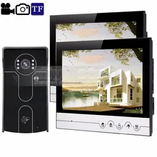 DIYSECUR 9inch Video Record/Photograph Video Door Phone Doorbell Waterproof RFID Camera Home Security Intercom System 1V2