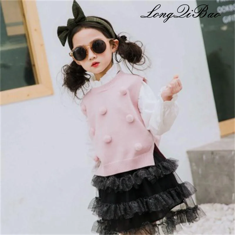 

Girls Sweater Vest Children Fashion Brand Girl Ball Top Knitted Vest For 1-5Y Baby Girls Spring Kids Outerwear Waistcoat Clothes
