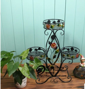 Process real elegant european-style rural interior floor showy sitting room balcony folding multilayer metal pot frame