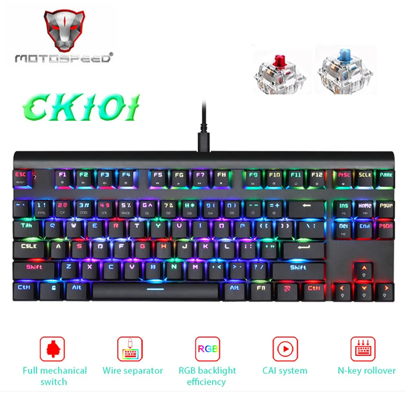 

Motospeed CK101 Game Gaming Mechanical Keyboard Backlit Gamer With Backlight RGB For Computer PC LED Keycaps Key Cap Board Wired