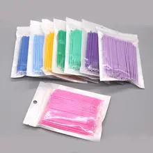 100Pcs Disposable Colorful Cotton Swabs Eyelash Cleaning Swab Stick Eyebrow Lip Eyelash Makeup Applicator Cleaner
