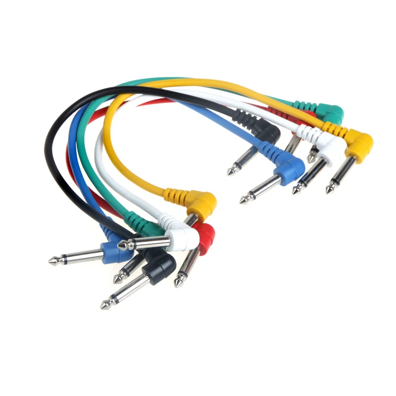 Set of 6pcs Colorful Guitar Patch Cables Angled for Effect Pedals 6pcs/set | Спорт и развлечения