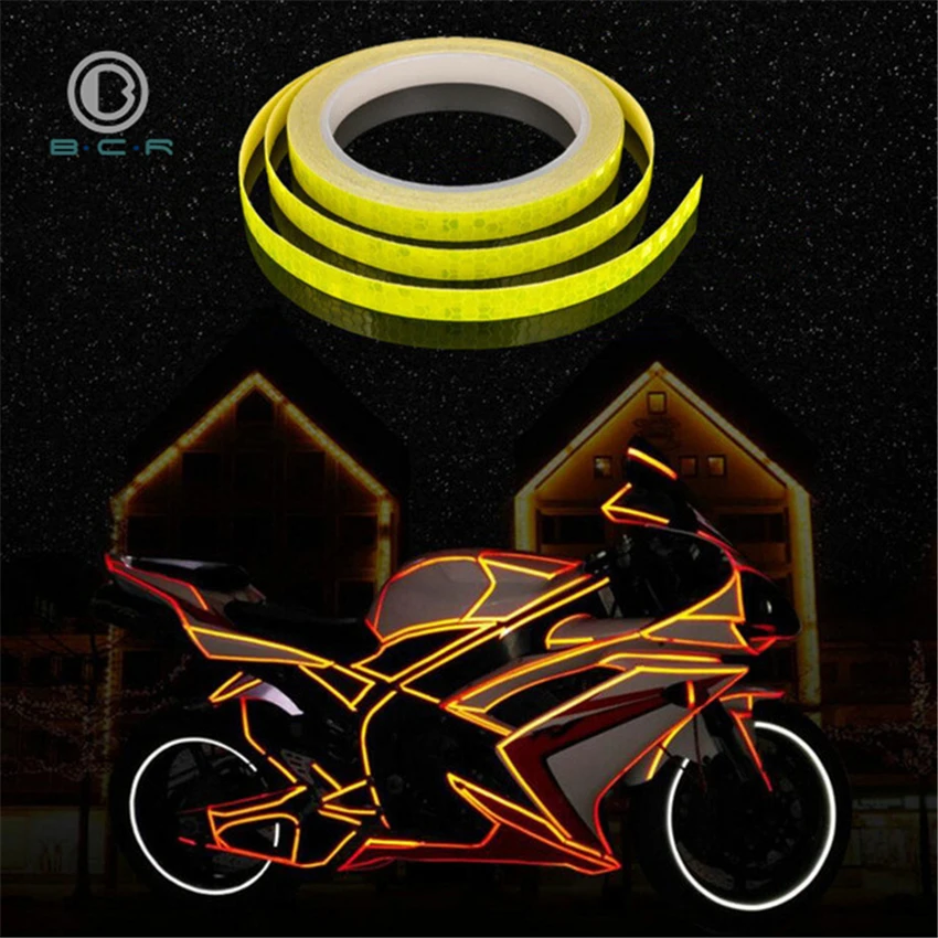 

MTB Fluorescent Bike Bicycle Sticker Colorful Bicycle Reflector Sticker Cycling Wheel Rim Decal 8M Length Reflective Stickers