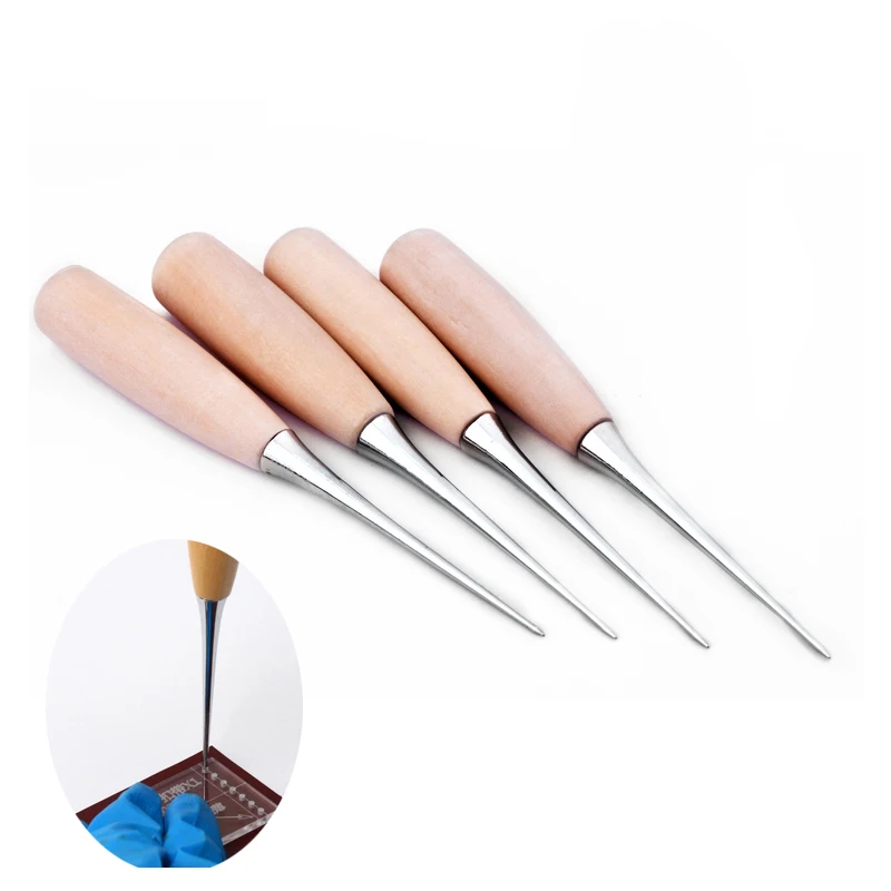 

Solid wood awl Leather Sewing Shoes Wood Handle Tool Awl Hand Stitching Taper Leather craft Needle Tool Kit Craft