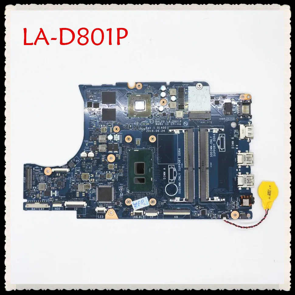 Для DELL 5567 5767 материнская плата для ноутбука I7-7500U CPU BAL20 LA-D801P CN-0Y8N7H 0Y8N7H с