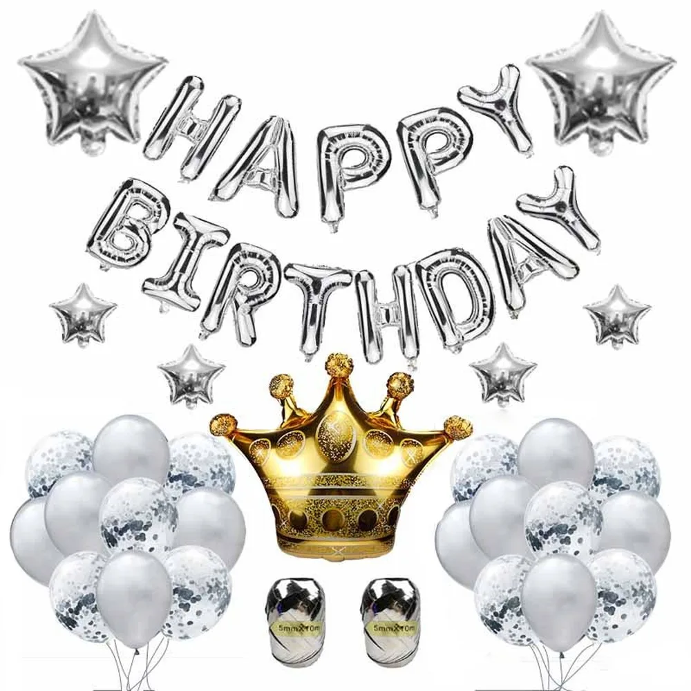 Письма с поздравлениями с днем рождения воздушные шары комплект Фольга синий шарики для день рождения вечерние украшения Дети конфетти Balonnen Baby Shower Декор S8MZ