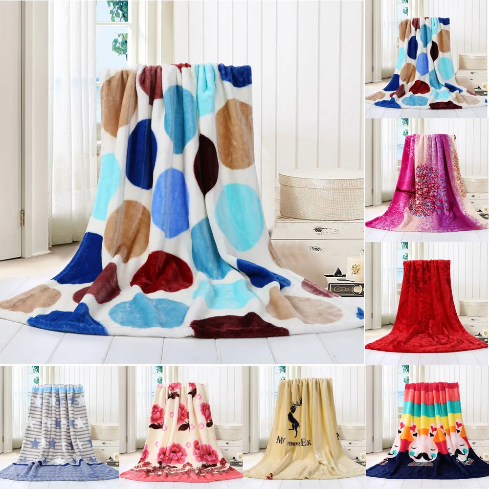 

70*100CM Personality Flannel Blanket Super Soft Warm Solid Warm Micro Plush Fleece Blanket Throw Rug Sofa Bedding Home Use