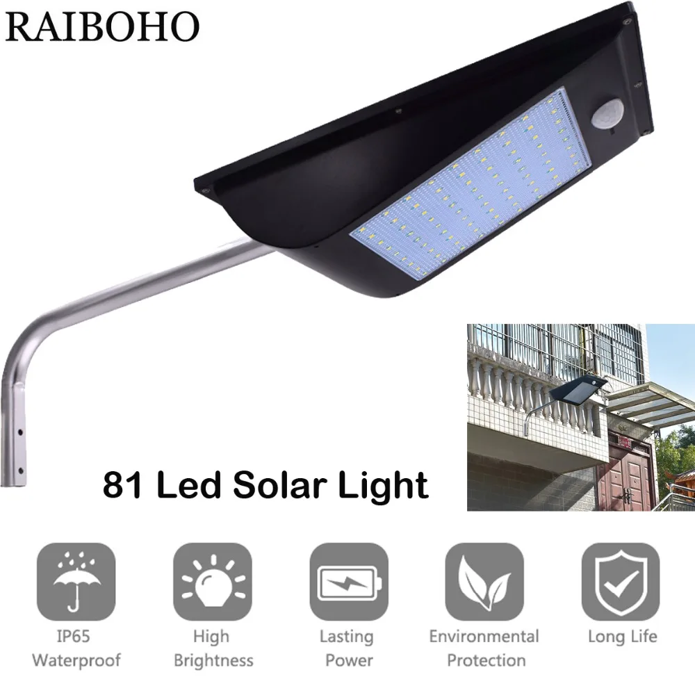 Solar Power 81 Led Motion Sensor Lamp Outdoor Waterdichte IP65 1000 Lumen Geïntegreerde Zonne-straat Licht Voor Tuin Decoratie Solar Power 81 Led Motion Sensor Lamp Outdoor Waterdichte IP65 1000 Lumen Geïntegreerde Zonne-straat Licht Voor Tuin Decoratie
