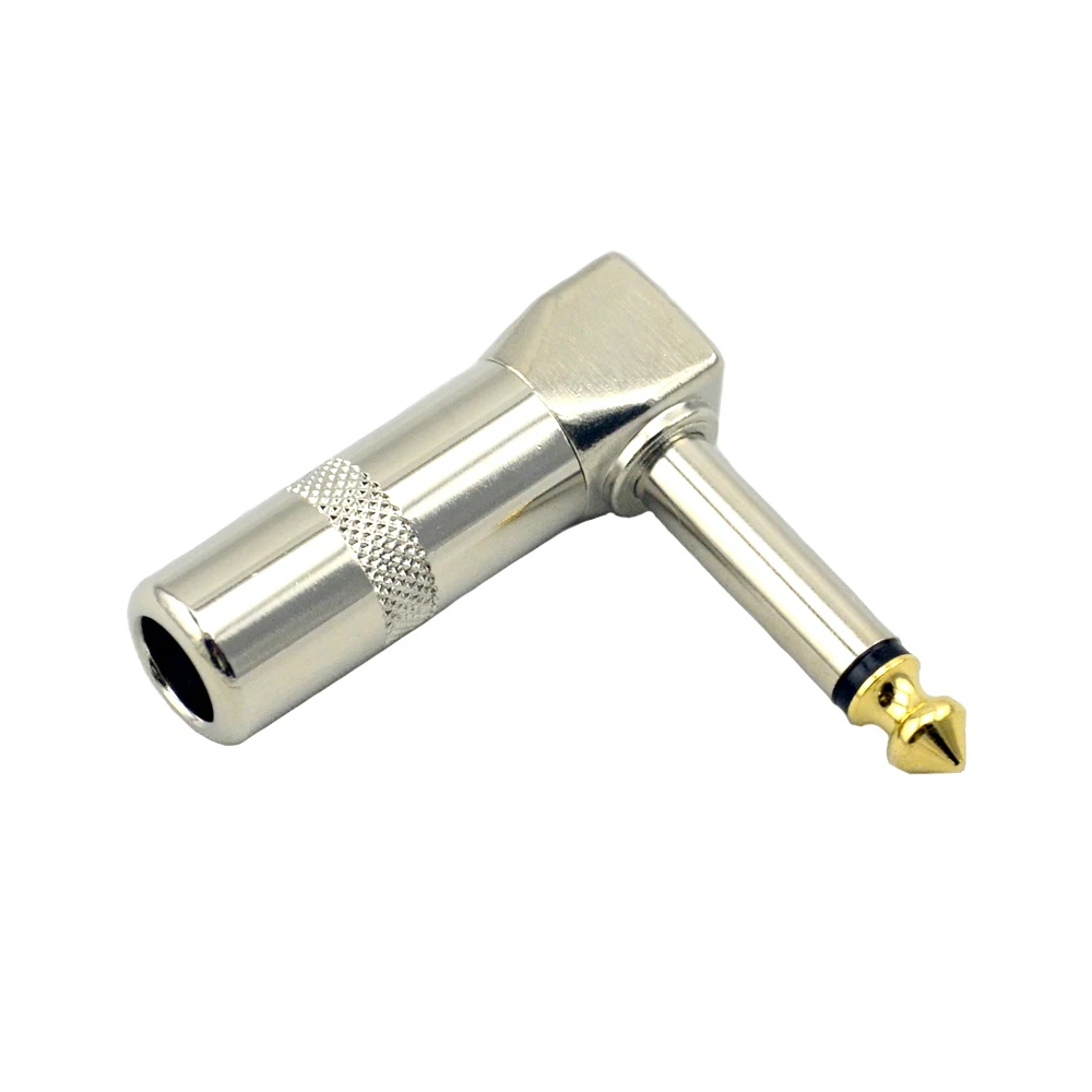 10pcs/lot Audio 1/4" Right Angle 6.35mm Plugs TS male Mono guitar plug