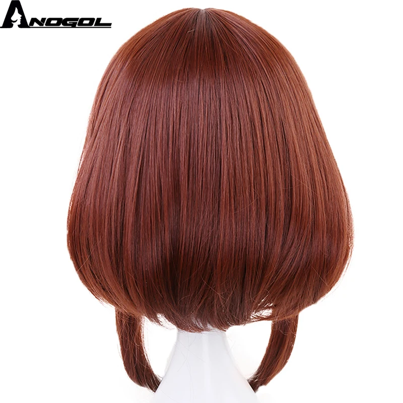 Anogol My Hero academic OCHACO URARAKA Auburn оранжевый короткий прямой синтетический парик Боб для