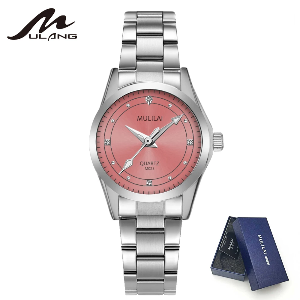 

MULILAI luxury Dress Brand Fashion Watch Woman Ladies Pink Diamond relogio feminino Dress Student Clock female relojes mujer
