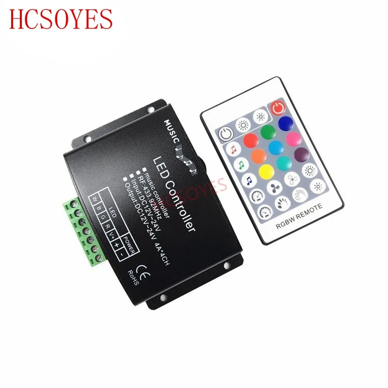 

DC12V-24V 24Keys RGB / RGBW Music LED Controller RF Remote Sound Sensor Voice Audio Control For 5050 3528 RGB LED Strip Light
