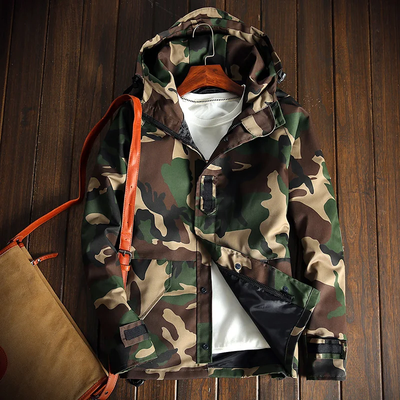 

YuWaiJiaRen Fashion Men's Camouflage Jacket Military Style Casual Male Windbreaker Coat Tactical Hooded Jacket for Men