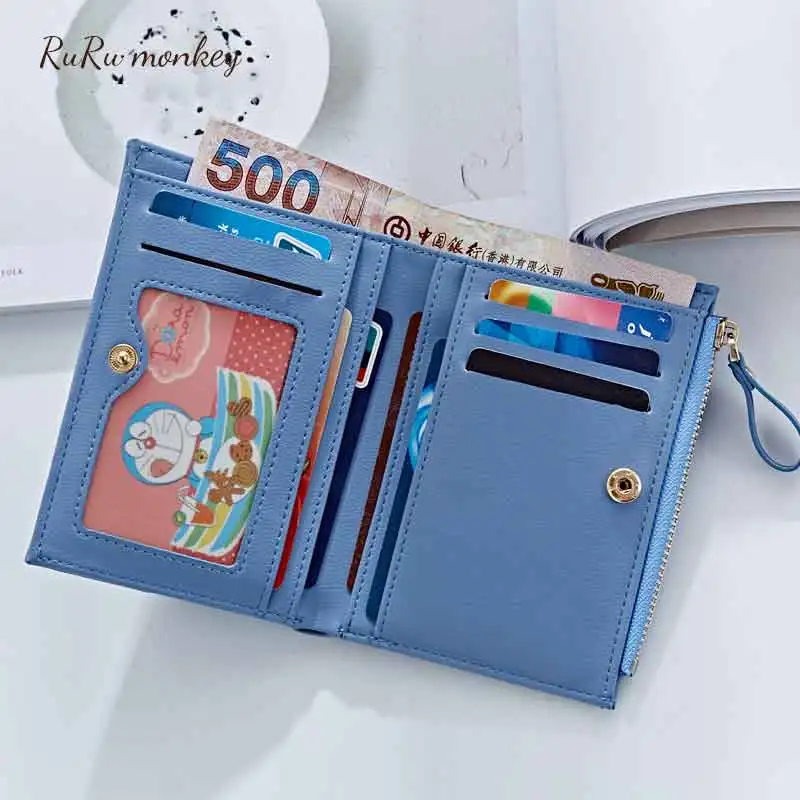 

Fashion Women Wallet Candy Color 2 Fold Wallet Card Holder Purse Female Clutch Chain Purse Large Function Mini Id Bank Wallets