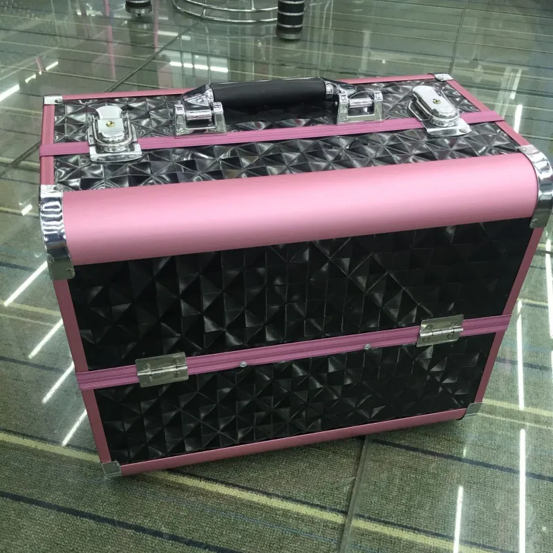 

High-grade cosmetic case,Exquisite color aluminum makeup suitcase,Bouble-opening beauty Toolbox,Multi-layer toietries Tools bag