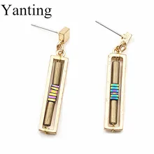 Yanting натуральный камень серьги для женщин Винтажный геометрический серьги гвоздики ручной работы праздничные ювелирные изделия brincos
