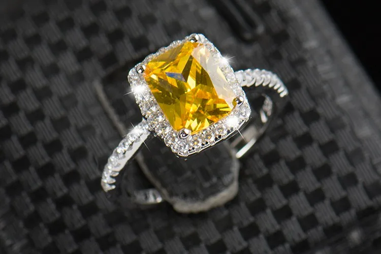 Новая большая акция 2ct Настоящее 925 Серебряное кольцо элемент с имитацией циркония кольца для женщин оптом свадебные украшения для помолвки