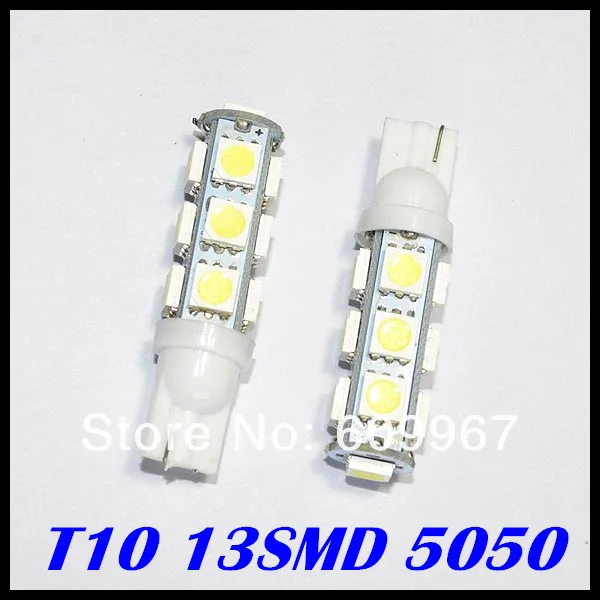 

Free shipping T10 13SMD 5050 led indicator Light Auto car led bulb t10 13LED LED White Car Side Wedge Tail Light Lamp Bulb