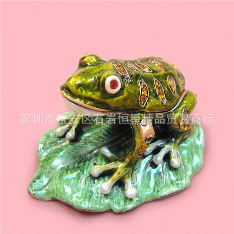 

European Chinese style Metal enamel painted crafts Leaves frogs, home decoration desktop ornaments(A533)