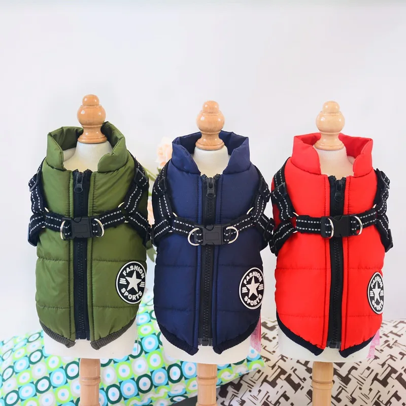 

Pet Dog Coat Jacket Dog Cat Vest Dog Pet Harness Puppy Warm Hoody clothes Apperal 5 size 3 colors